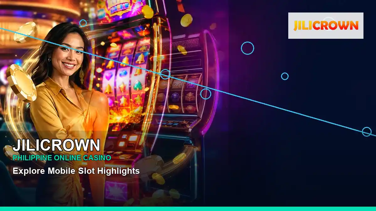 JILICROWN duo online slot games featuring an adult Filipina casino host with a left-framed composition — view 2